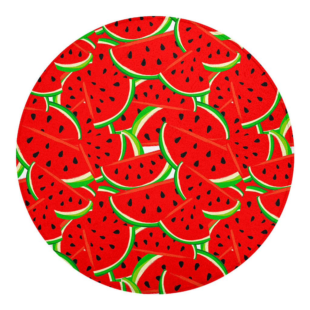 Cute Watermelon Pieces Pattern Print Round Blanket