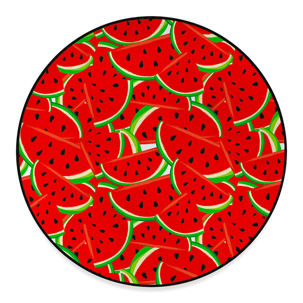 Cute Watermelon Pieces Pattern Print Round Floor Mat