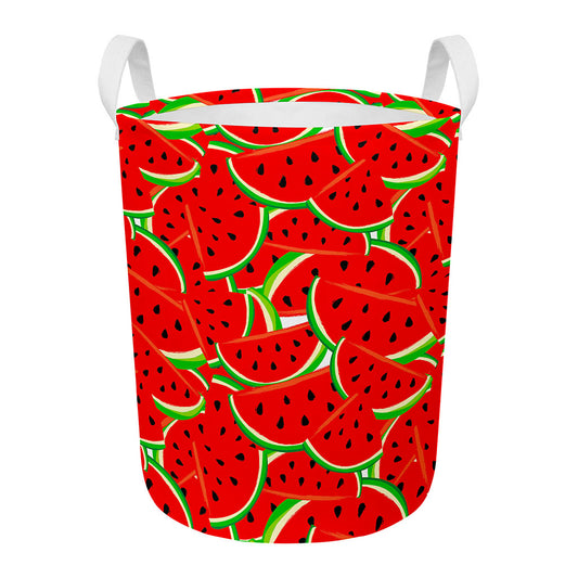 Cute Watermelon Pieces Pattern Print Round Laundry Basket