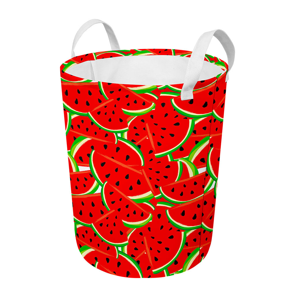 Cute Watermelon Pieces Pattern Print Round Laundry Basket