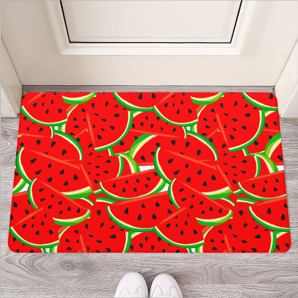Cute Watermelon Pieces Pattern Print Rubber Doormat