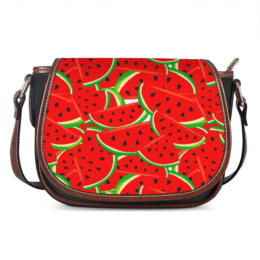 Cute Watermelon Pieces Pattern Print Saddle Bag
