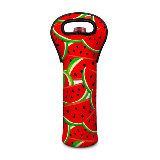 Cute Watermelon Pieces Pattern Print Single Neoprene Wine Tote