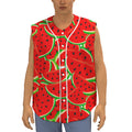 Cute Watermelon Pieces Pattern Print Sleeveless Baseball Jersey