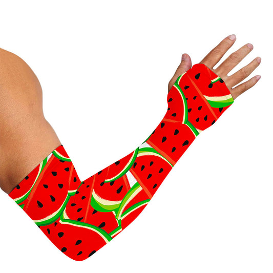 Cute Watermelon Pieces Pattern Print Sun Protection Arm Sleeves