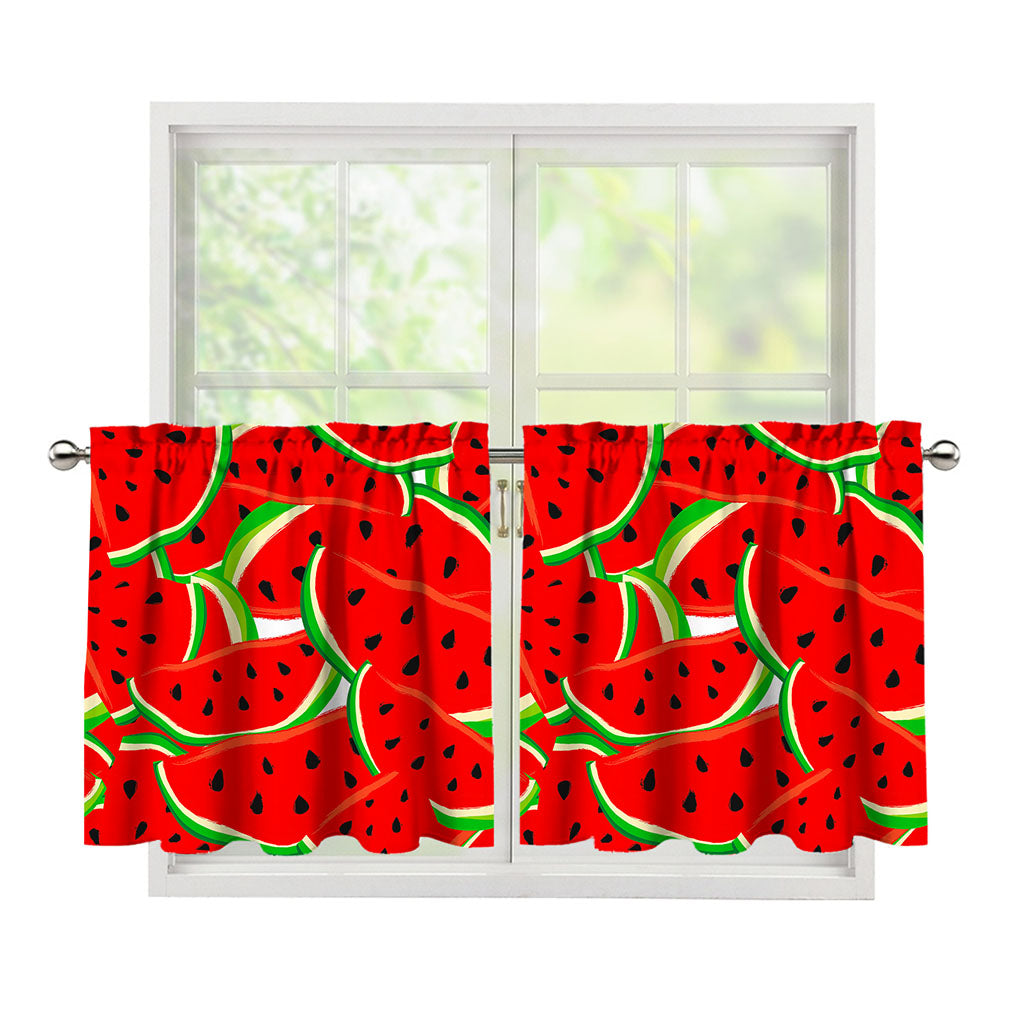 Cute Watermelon Pieces Pattern Print Tier Curtains