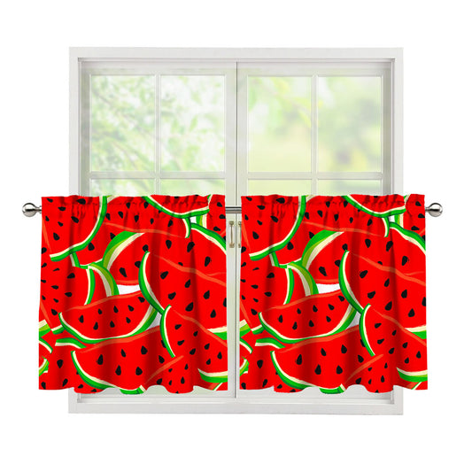 Cute Watermelon Pieces Pattern Print Tier Curtains