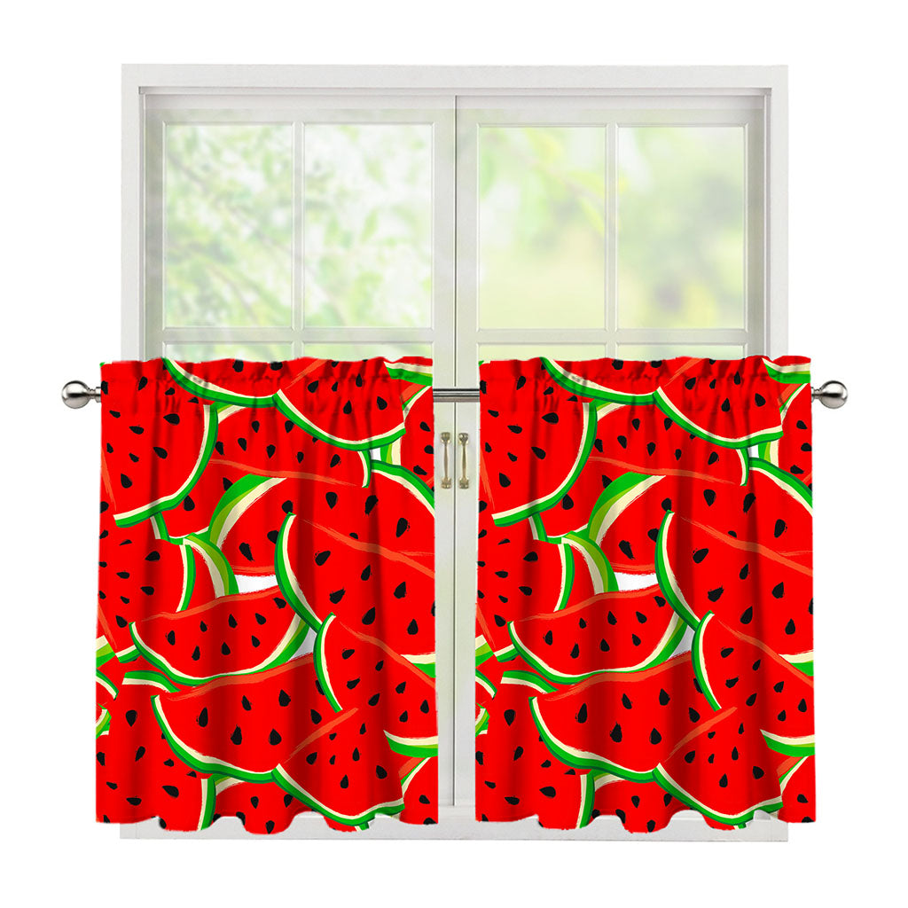 Cute Watermelon Pieces Pattern Print Tier Curtains