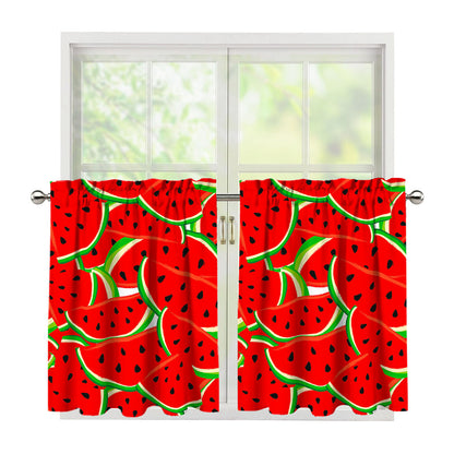 Cute Watermelon Pieces Pattern Print Tier Curtains