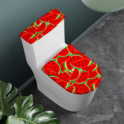 Cute Watermelon Pieces Pattern Print Toilet Lid And Tank Cover Set