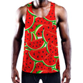 Cute Watermelon Pieces Pattern Print Men's Workout Tank Top