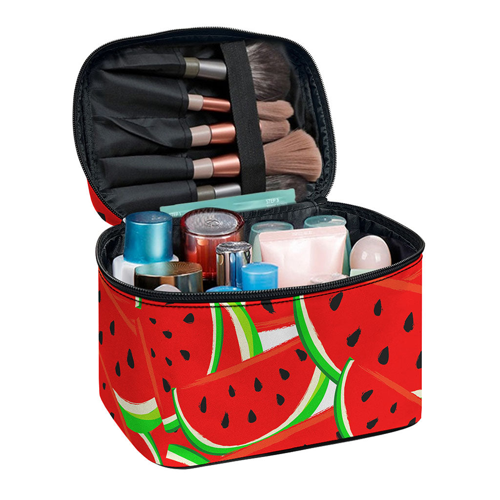 Cute Watermelon Pieces Pattern Print Travel Makeup Bag