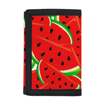 Cute Watermelon Pieces Pattern Print Trifold Wallet