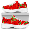 Cute Watermelon Pieces Pattern Print White Chunky Shoes