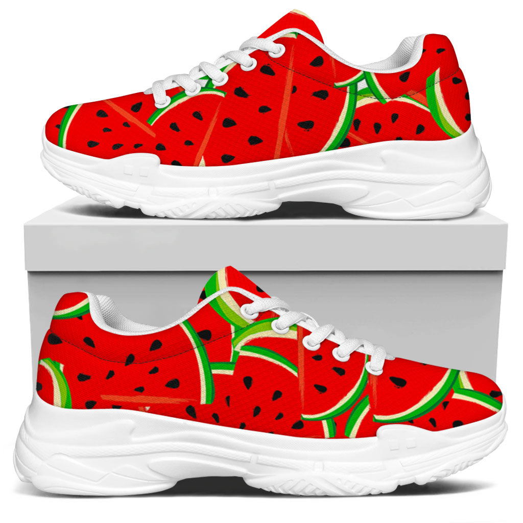 Cute Watermelon Pieces Pattern Print White Chunky Shoes