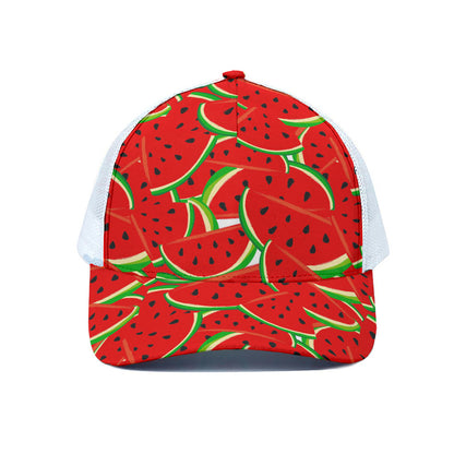 Cute Watermelon Pieces Pattern Print White Mesh Trucker Cap