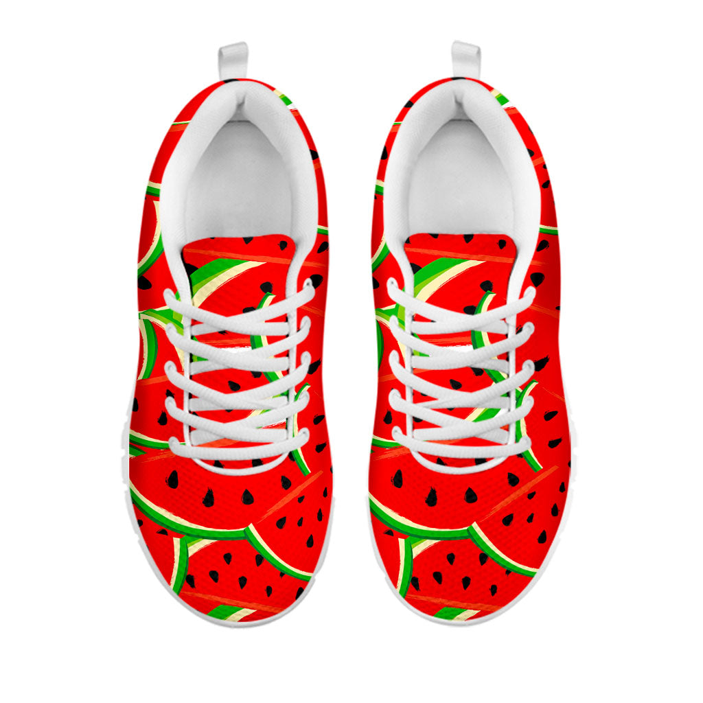 Cute Watermelon Pieces Pattern Print White Running Shoes
