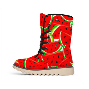 Cute Watermelon Pieces Pattern Print Winter Boots