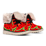 Cute Watermelon Pieces Pattern Print Winter Boots