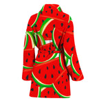 Cute Watermelon Pieces Pattern Print Women's Bathrobe