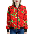 Cute Watermelon Pieces Pattern Print Women's Bomber Jacket