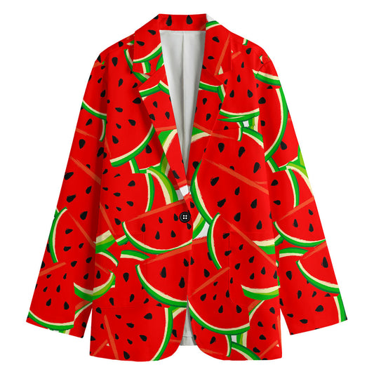 Cute Watermelon Pieces Pattern Print Women's Cotton Blazer