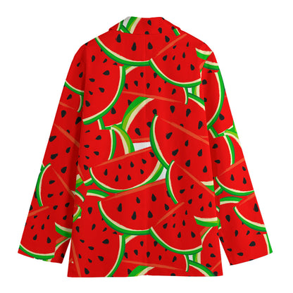 Cute Watermelon Pieces Pattern Print Women's Cotton Blazer