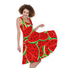 Cute Watermelon Pieces Pattern Print Women's Sleeveless Dress