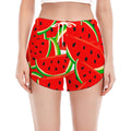Cute Watermelon Pieces Pattern Print Women's Split Running Shorts