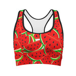 Cute Watermelon Pieces Pattern Print Women's Sports Bra
