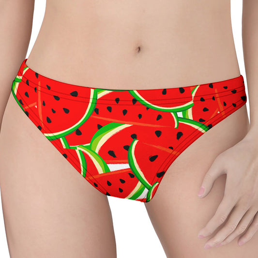 Cute Watermelon Pieces Pattern Print Women's Thong