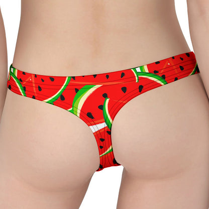 Cute Watermelon Pieces Pattern Print Women's Thong