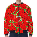 Cute Watermelon Pieces Pattern Print Zip Sleeve Bomber Jacket