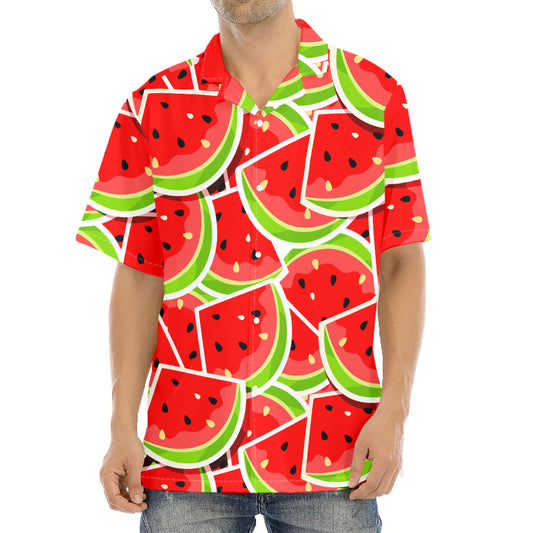 Cute Watermelon Slices Pattern Print Aloha Shirt