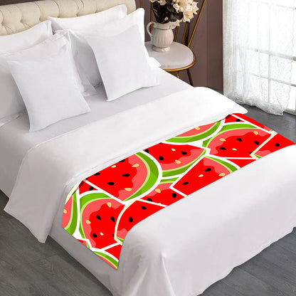 Cute Watermelon Slices Pattern Print Bed Runner
