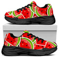 Cute Watermelon Slices Pattern Print Black Chunky Shoes
