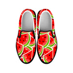 Cute Watermelon Slices Pattern Print Black Slip On Sneakers