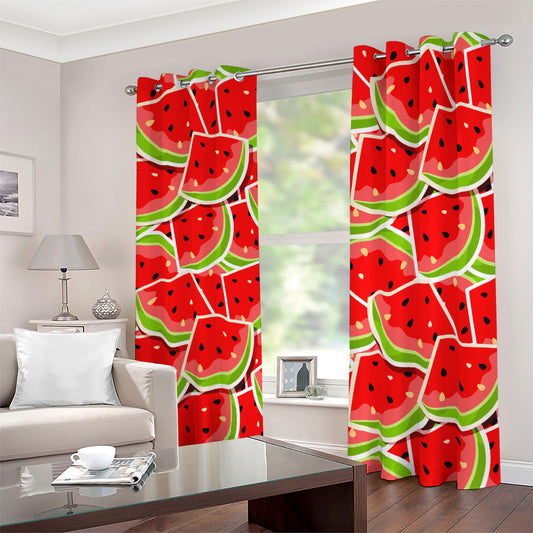 Cute Watermelon Slices Pattern Print Blackout Grommet Curtains