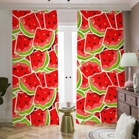 Cute Watermelon Slices Pattern Print Blackout Pencil Pleat Curtains