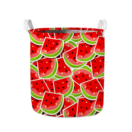 Cute Watermelon Slices Pattern Print Collapsible Laundry Basket