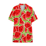 Cute Watermelon Slices Pattern Print Cotton Hawaiian Shirt