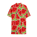 Cute Watermelon Slices Pattern Print Cotton Hawaiian Shirt