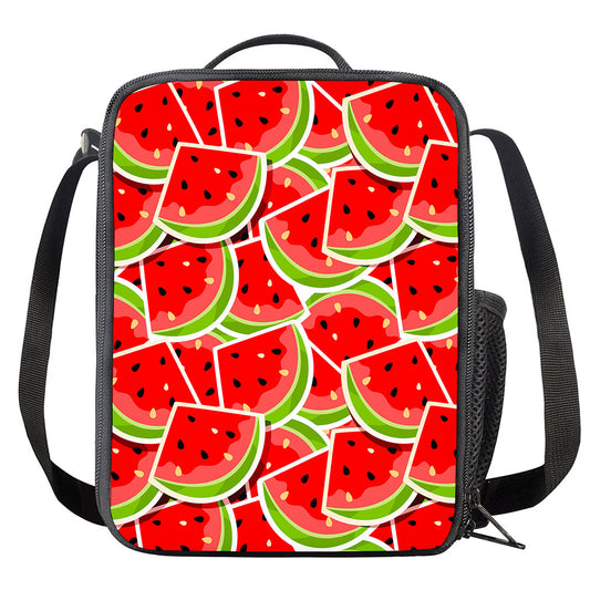 Cute Watermelon Slices Pattern Print Crossbody Lunch Bag