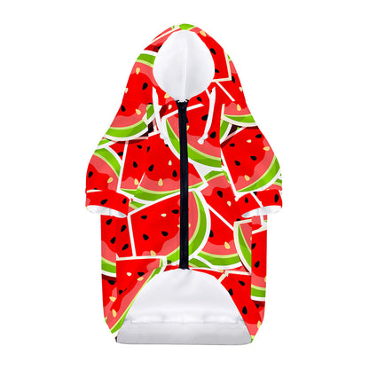 Cute Watermelon Slices Pattern Print Dog Zip Up Hoodie