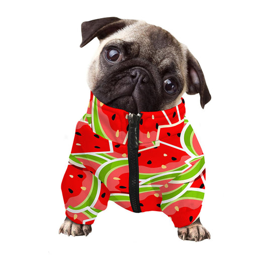 Cute Watermelon Slices Pattern Print Dog Zip Up Jacket