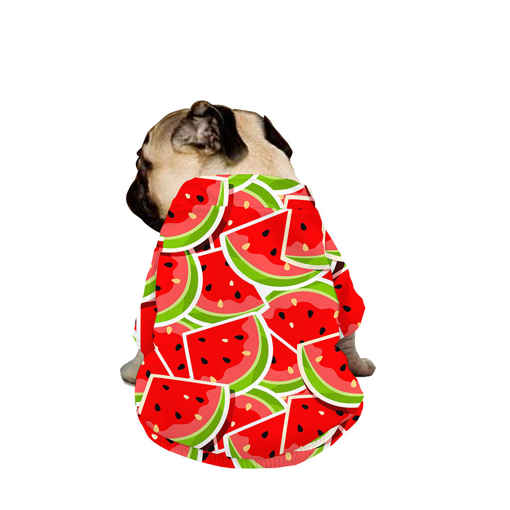 Cute Watermelon Slices Pattern Print Dog Zip Up Jacket