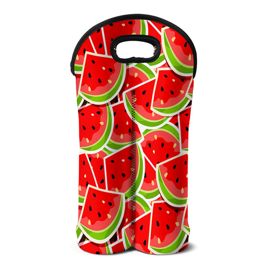 Cute Watermelon Slices Pattern Print Double Neoprene Wine Tote