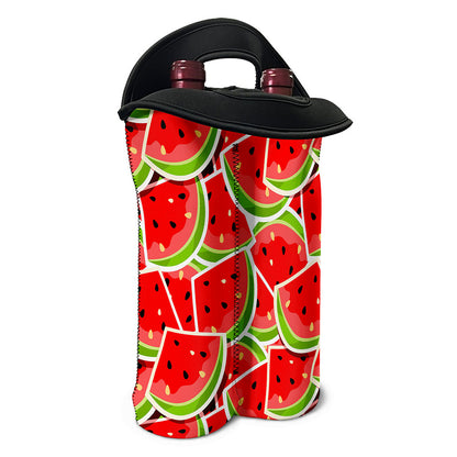 Cute Watermelon Slices Pattern Print Double Neoprene Wine Tote