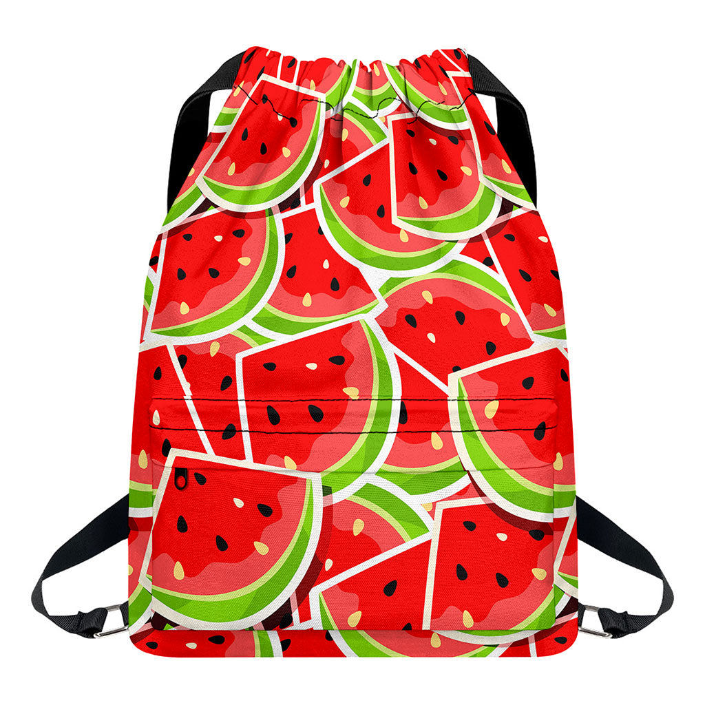 Cute Watermelon Slices Pattern Print Drawstring Backpack