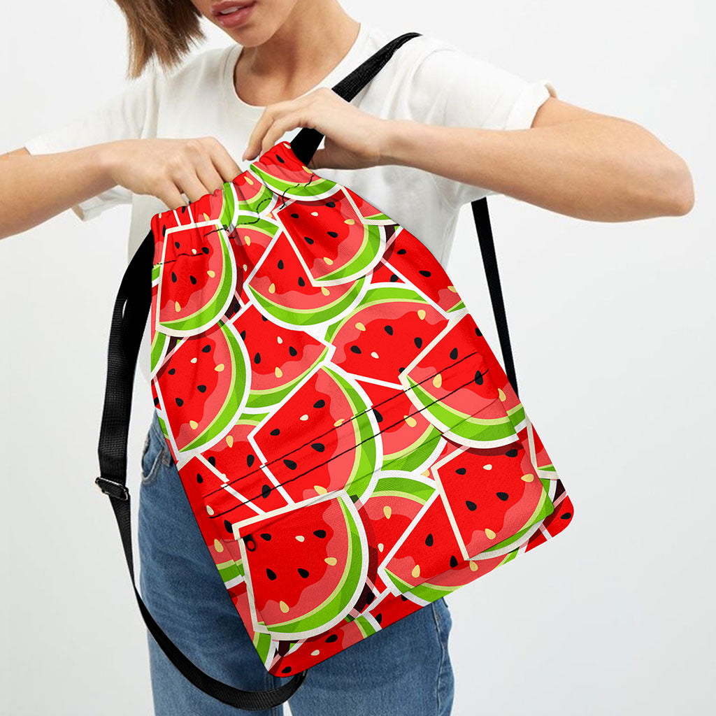 Cute Watermelon Slices Pattern Print Drawstring Backpack